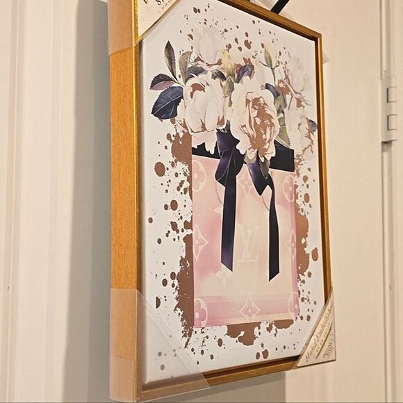 Instinct Style Louis Vuitton Flowers Hand Embellished Framed Canvas Wall Decor - Picture 3 of 4